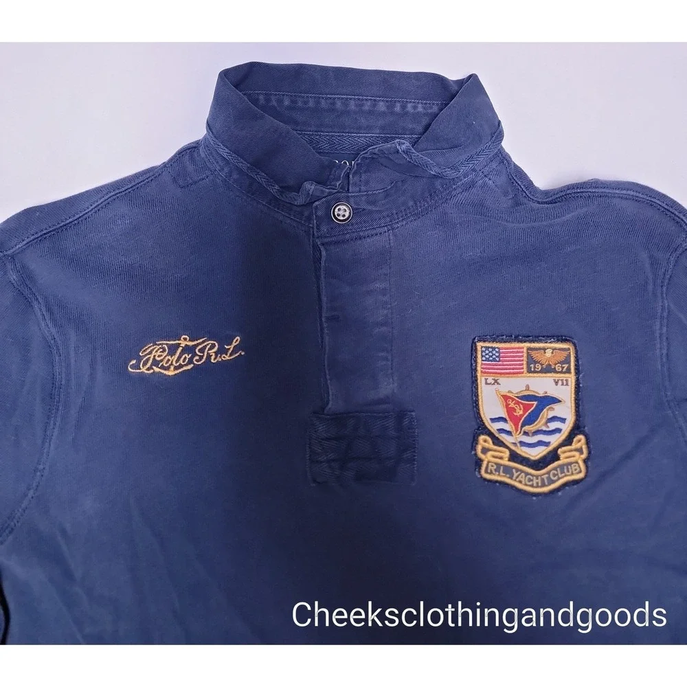 Polo Ralph Lauren RLYC Yacht Club Rugby LS Shirt size LARGE PREP Vintage Style